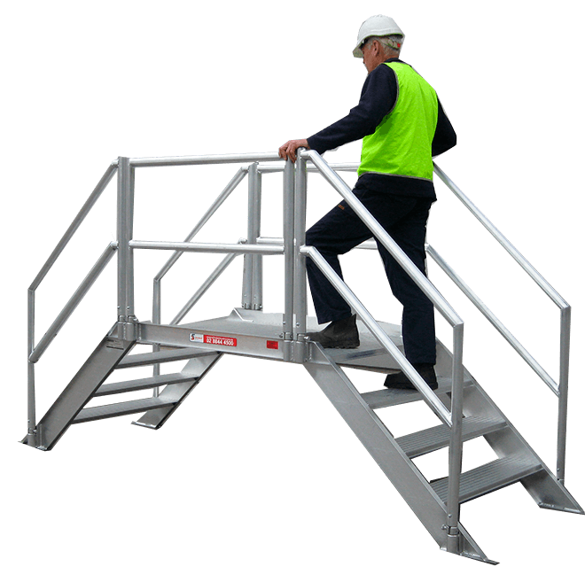 Modular Access Platforms with 45-Degree Angle Stairs