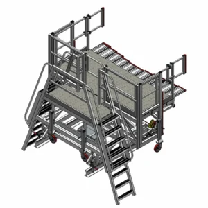 Height Adjustable Front of Train Access Platform with Sliders e1692598380935
