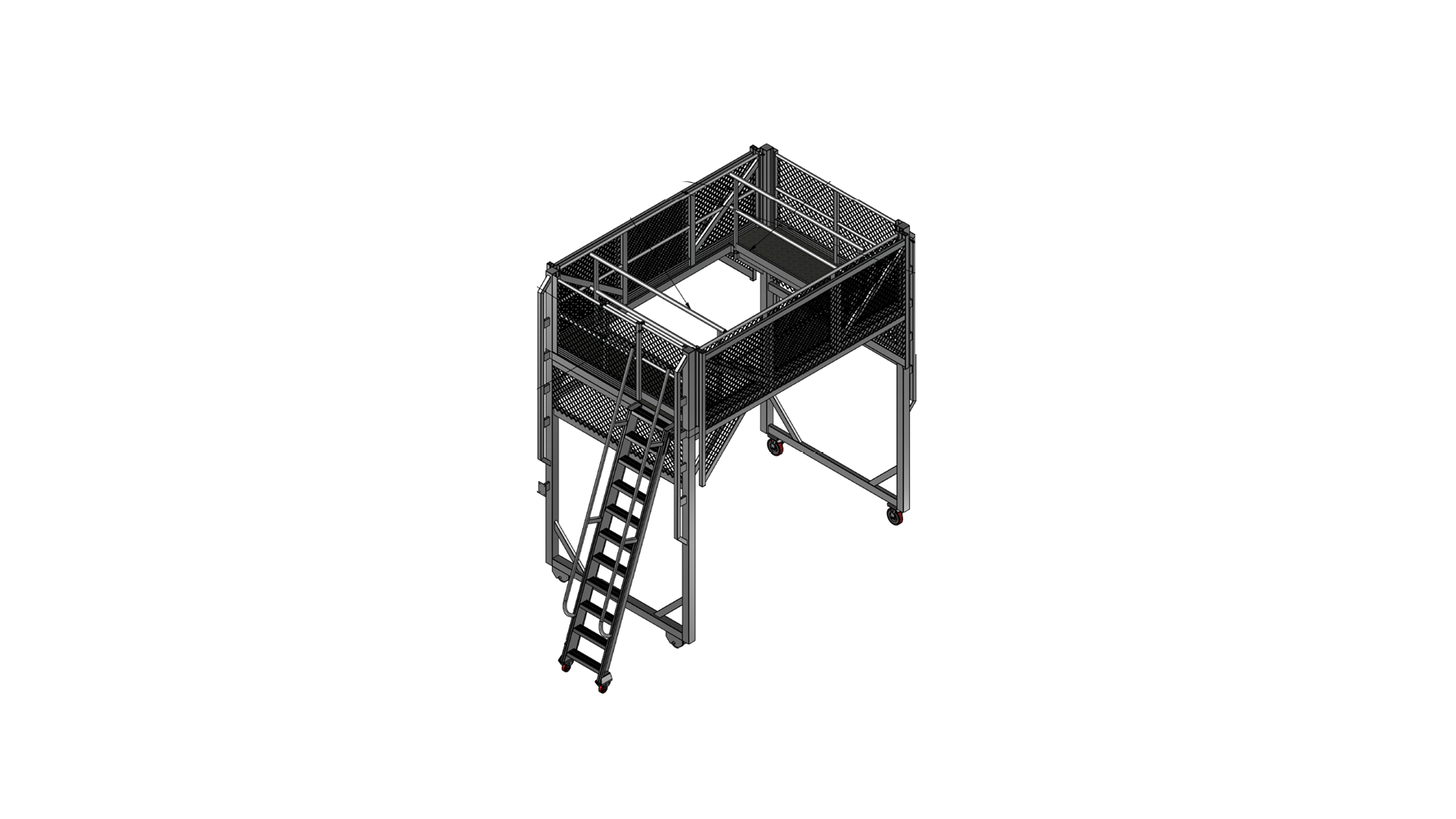 Dual Platform Mobile Locomotive Roof Access Platform with Mesh and Sliding Guardrails